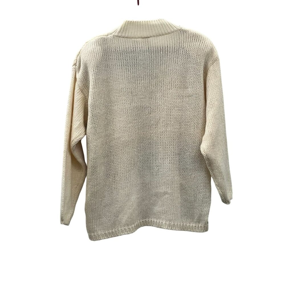 Vintage 90s Needles & Yarn Sweater Womens M Patchwork Floral Knit Korea - Picture 2 of 16